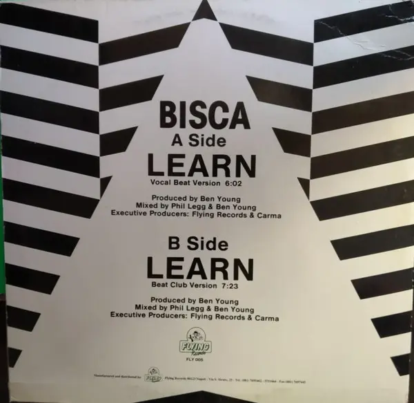 Bisca - Learn, Electronic, Acid, House, New Beat, 1989 - Flying Records, Italy, Vinyl 1x 12", 45 RPM