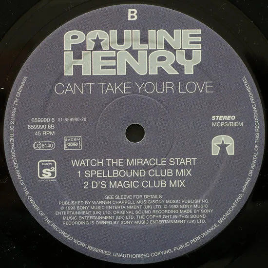 Album cover for Can't Take Your Love by Pauline Henry