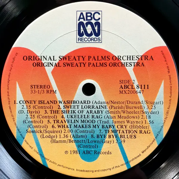 Original Sweaty Palms Orchestra, The - The Original Sweaty Palms Orchestra, Folk, World, & Country, 1981 - ABC Records (3), A