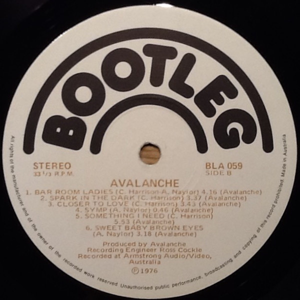 Avalanche (12) - Avalanche, Rock, Hard Rock, 1976 - Bootleg, Australia, Vinyl 1x LP, Album Gatefold