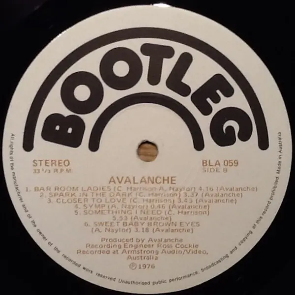 Avalanche (12) - Avalanche, Rock, Hard Rock, 1976 - Bootleg, Australia, Vinyl 1x LP, Album Gatefold