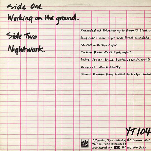 Shriekback - Working On The Ground, Electronic, Experimental, Industrial, Synth-pop, 1983 - Y Records, UK, Vinyl 1x 12", 45 R