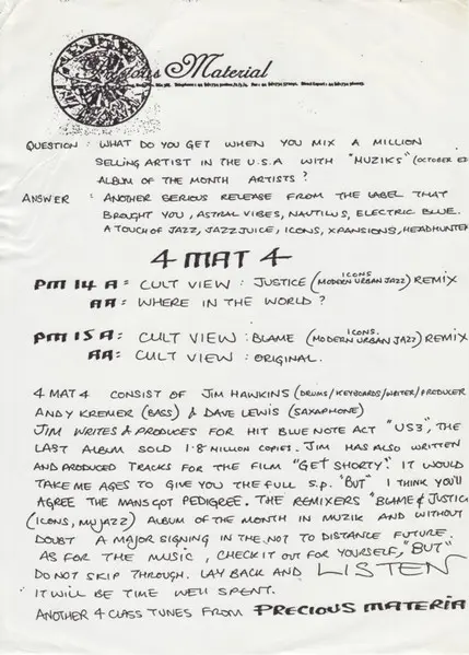 4MAT4 - Where Two Worlds Collide, Electronic, Drum n Bass, 1997 - Precious Material, UK, Vinyl 2x 12", 45 RPM