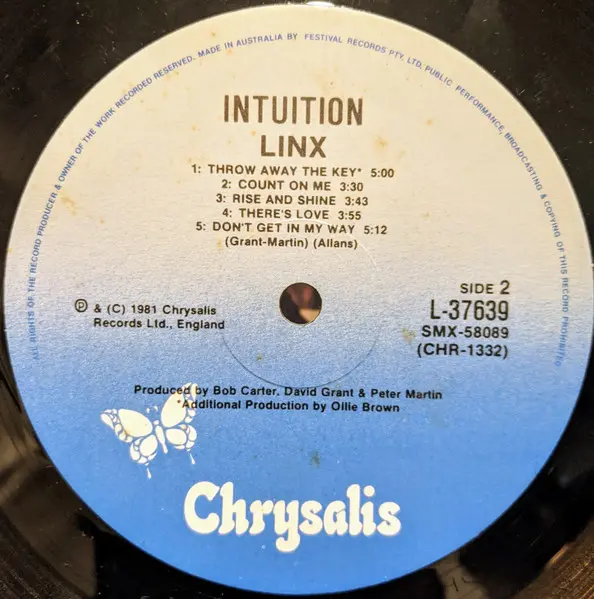 Linx - Intuition, Funk / Soul, Disco, Soul, 1981 - Chrysalis, Australia, Vinyl 1x LP, Album