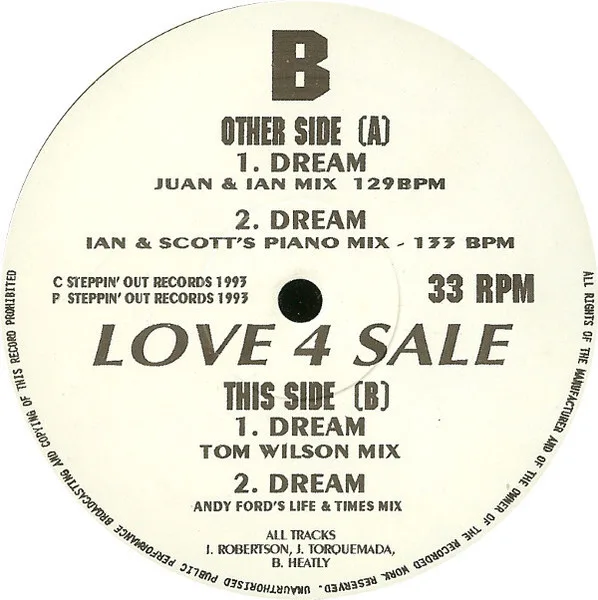 Album cover for Dream by Love 4 Sale (4)