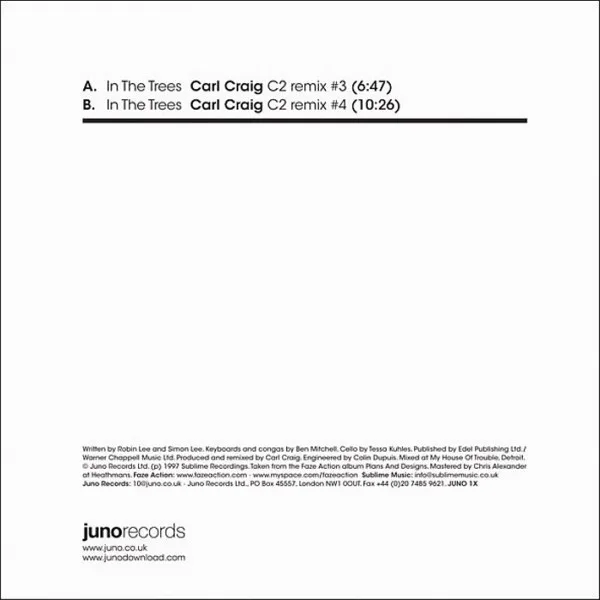 Album cover for In The Trees (Carl Craig Unreleased Mixes) by Faze Action