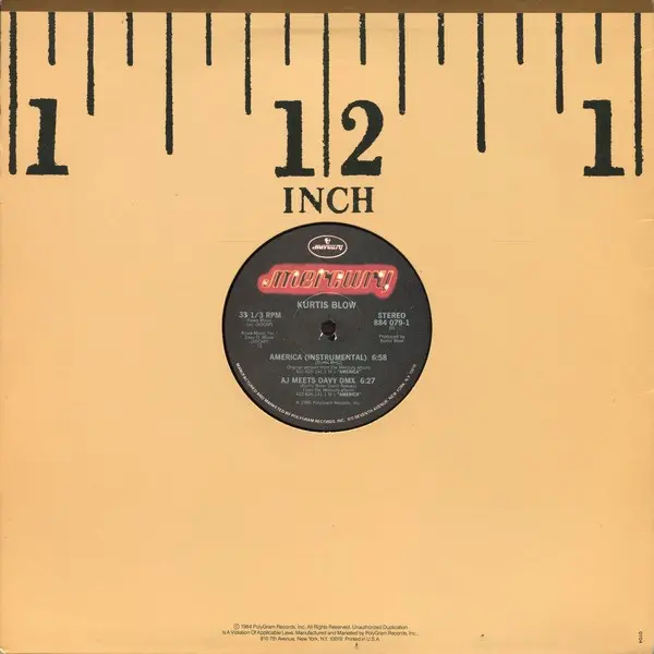Kurtis Blow - America, Hip Hop, Electro, 1985 - Mercury, US, Vinyl 1x 12", 33 ⅓ RPM, Stereo