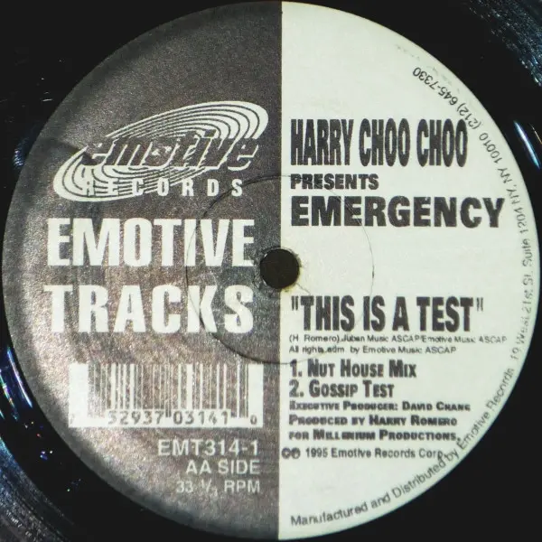 Harry "Choo Choo" Romero Presents Emergency (9) - This Is A Test, Electronic, Hard House, 1995 - Emotive Tracks, US, Vinyl 1x