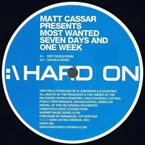 Album cover for Seven Days And One Week by Matt Cassar Presents Most Wanted (8)