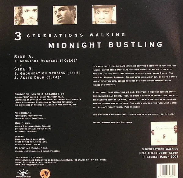 Album cover for Midnight Bustling by 3 Generations Walking