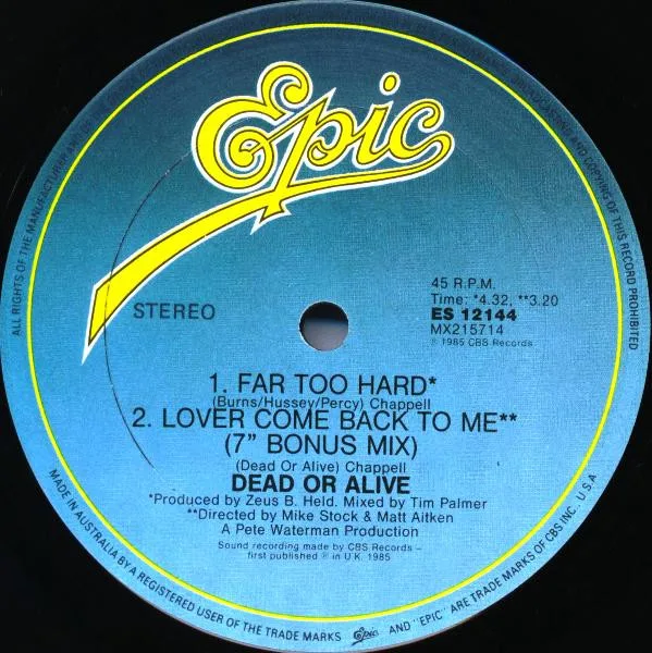 Album cover for Lover Come Back To Me by Dead Or Alive