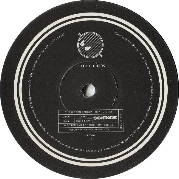 Photek - The Hidden Camera, Electronic, Downtempo, Drum n Bass, Jungle, 1996 - Science, UK, Vinyl 2x 12", 45 RPM, Promo
