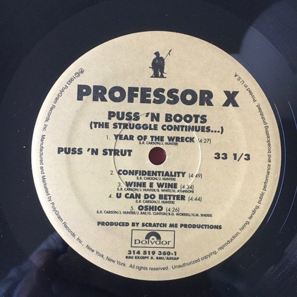 Professor X (2) - Puss 'N Boots (The Struggle Continues...), Hip Hop, Conscious, 1993 - Polydor, US, Vinyl 1x LP, Album