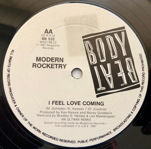 Modern Rocketry - I Feel Love Coming, Electronic, Hi NRG, Synth-pop, 1987 - Body Beat, Australia, Vinyl 1x 12", Maxi-Single, 