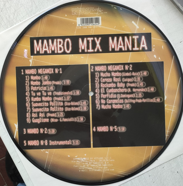 Various - Mambo Mix Mania, Latin, Mambo, Salsa, 2000 - Remix Mania, Italy, Vinyl 1x LP, Partially Mixed, Picture Disc