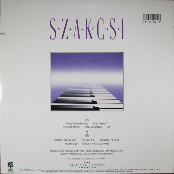 Béla Szakcsi Lakatos - Sa-chi, Electronic, Jazz, Downtempo, Easy Listening, 1988 - GRP, US, Vinyl 1x LP, Album