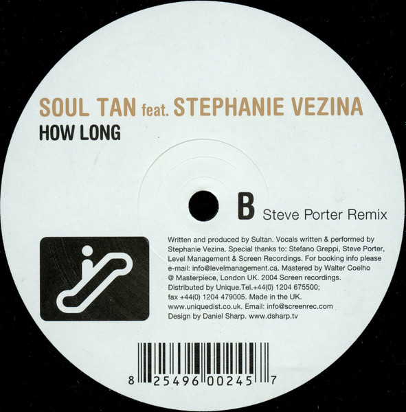 Soul Tan Feat. Stephanie Vezina - How Long, Electronic, Progressive House, 2004 - Screen Recordings, Italy, Vinyl 1x 12", 33 