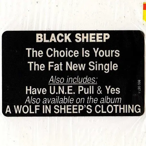 Black Sheep - The Choice Is Yours, Hip Hop, Boom Bap, Conscious, 1991 - Mercury, US, Vinyl 1x 12", 33 ⅓ RPM, Single, Stereo