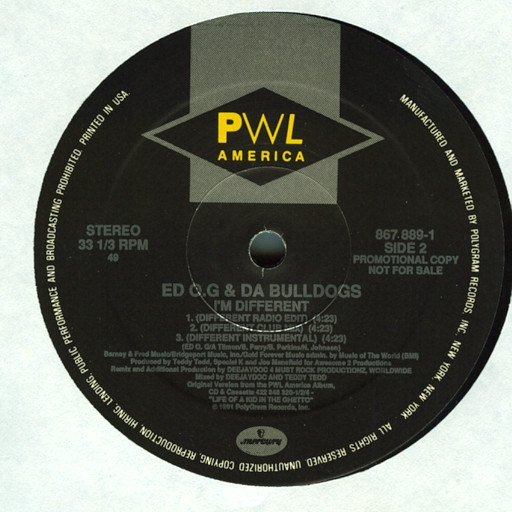 Ed O.G & Da Bulldogs - Be A Father To Your Child, Hip Hop, 1991 - PWL America Records Ltd, US, Vinyl 1x 12", Promo