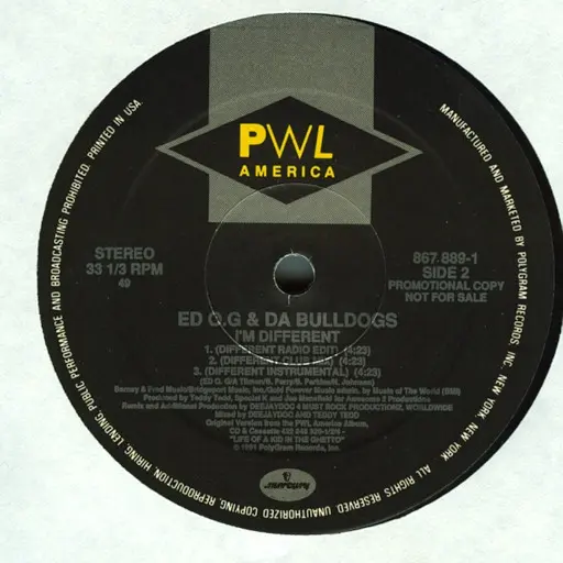 Ed O.G & Da Bulldogs - Be A Father To Your Child, Hip Hop, 1991 - PWL America Records Ltd, US, Vinyl 1x 12", Promo