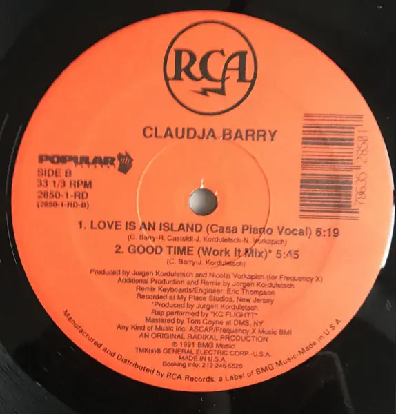 Claudja Barry - Love Is An Island - 1991 - House - RCA - Vinyl 1x 12"