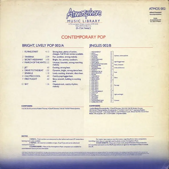 Various - Contemporary Pop, Electronic, Funk / Soul, Jazz, Pop, Stage & Screen, Electro, 1981 - Atmosphere (2), UK, Vinyl 1x 