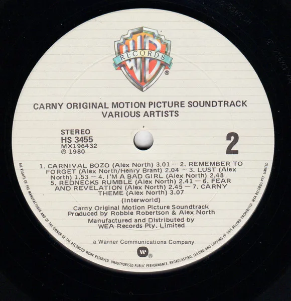 Album cover for Carny by Robbie Robertson, Alex North