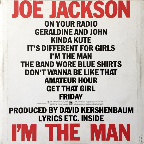 Joe Jackson - I'm The Man, Pop, Rock, New Wave, Power Pop, 1979 - A&M Records, Australia, Vinyl 1x LP, Album