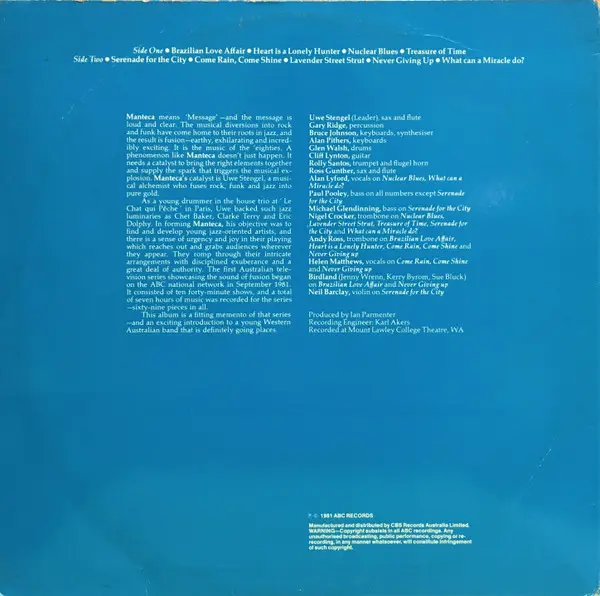 Manteca (4) - Fusion, Jazz, Fusion, Jazz-Funk, Jazz-Rock, 1981 - ABC Records (3), Australia, Vinyl 1x LP