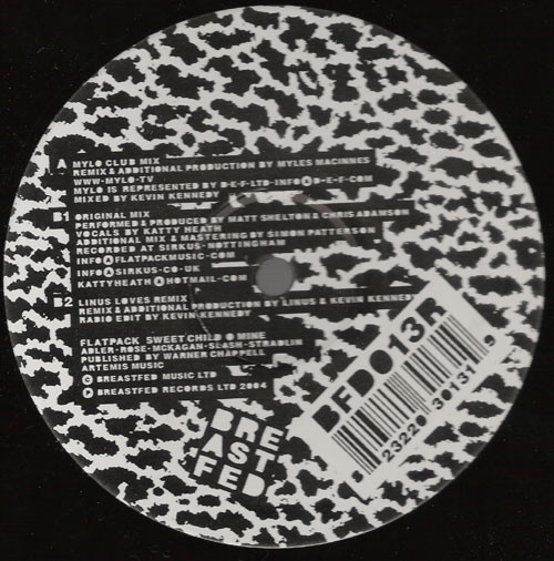 Flat Pack - Sweet Child O Mine, Electronic, Electro, House, 2004 - Breastfed, UK, Vinyl 1x 12", 33 ⅓ RPM