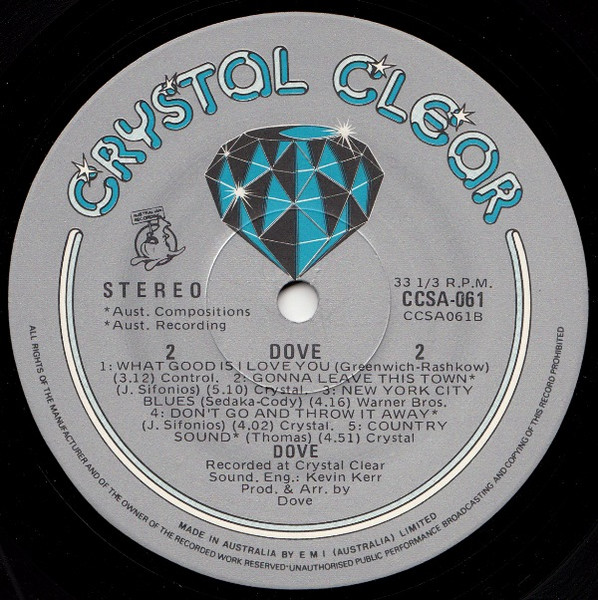 Dove (10) - Dove, Rock, 1976 - Crystal Clear (4), Australia, Vinyl 1x LP, Album