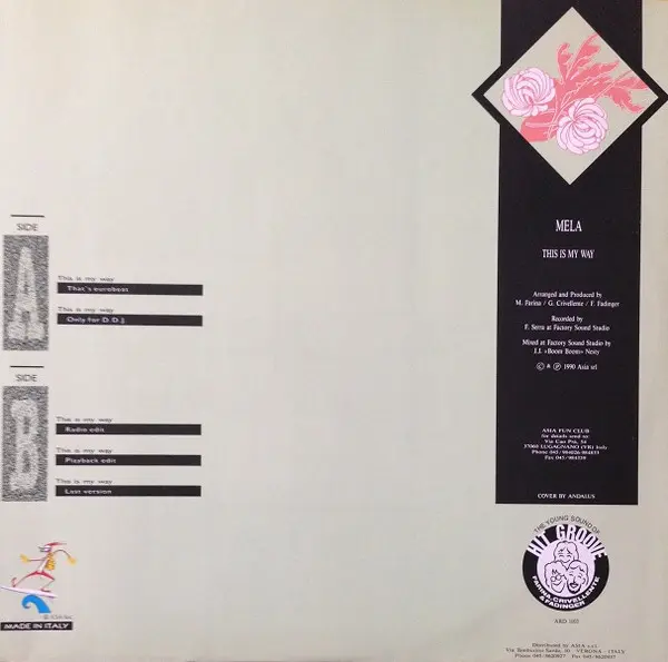 Mela - This Is My Way, Electronic, Eurobeat, Hi NRG, 1990 - Asia Records, Italy, Vinyl 1x 12", 45 RPM