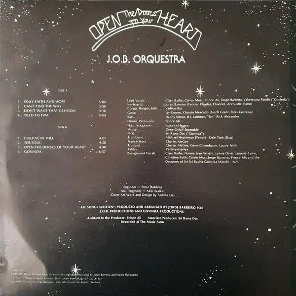 J.O.B. Orquestra - Open The Doors To Your Heart, Funk / Soul, Disco, Funk, Soul, Not On Label, Australia, Vinyl 1x LP, Album