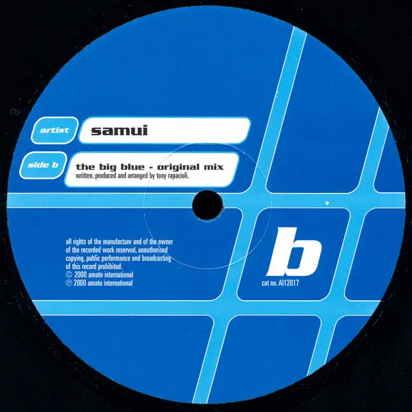 Samui - The Big Blue, Electronic, Trance, 2000 - Amato International, UK, Vinyl 1x 12", 33 ⅓ RPM, 45 RPM