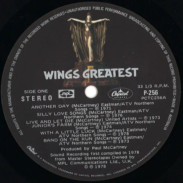 Album cover for Wings Greatest by Wings (2)