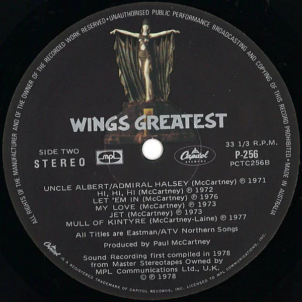 Album cover for Wings Greatest by Wings (2)