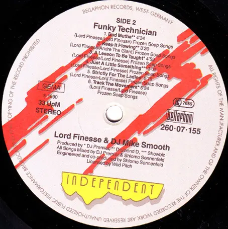 Lord Finesse & DJ Mike Smooth - Funky Technician, Hip Hop, Boom Bap, Conscious, 1990 - Bellaphon, Germany, Vinyl 1x LP, Album