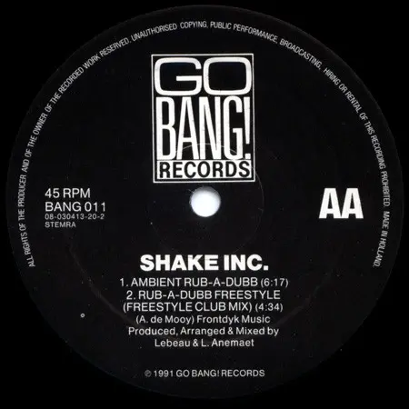 Shake Inc. - Mona Lisa OD, Electronic, Techno, 1991 - Go Bang! Records, Netherlands, Vinyl 1x 12", 45 RPM