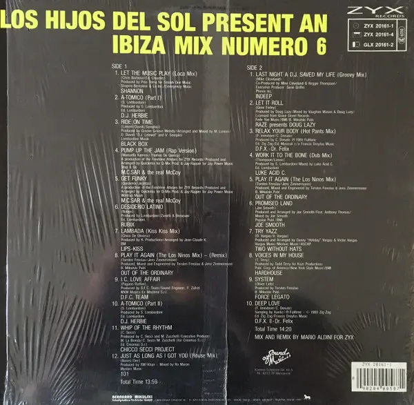 Los Hijos Del Sol - Ibiza Mix (Numero 6), Electronic, Euro House, House, Italodance, 1989 - ZYX Records, Germany, Vinyl 1x LP