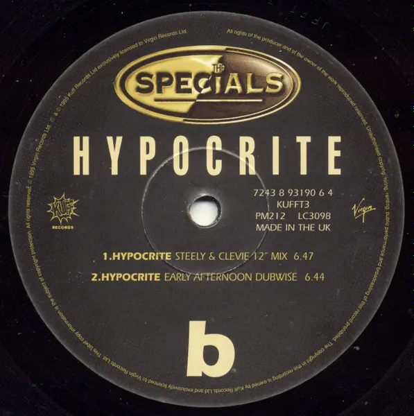 Specials, The Featuring Kendell Smith & Sheena Staple - Hypocrite, Electronic, Reggae, Dancehall, Dub, Jungle, Reggae, 1996 -