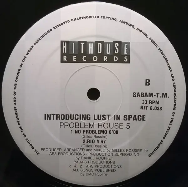 Problem House - Volume 5: Introducing Lust In Space, Electronic, Techno, Trance, 1993 - Hithouse Records, Belgium, Vinyl 1x 1