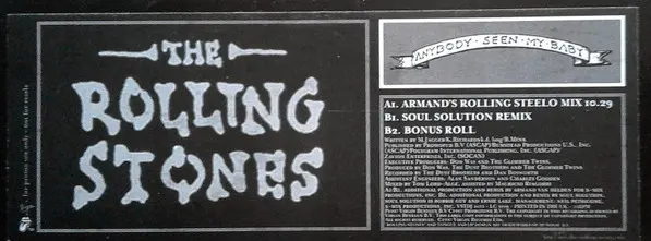 Rolling Stones, The - Anybody Seen My Baby, Electronic, House, 1997 - Virgin, UK, Vinyl 1x 12", Promo