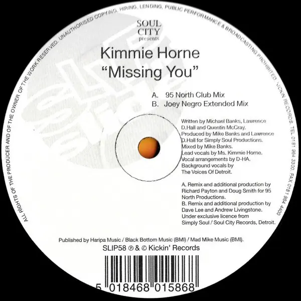 Kimmie Horne - Missing You, Electronic, Garage House, House, 1997 - Slip 'n' Slide, UK, Vinyl 2x 12", 33 ⅓ RPM