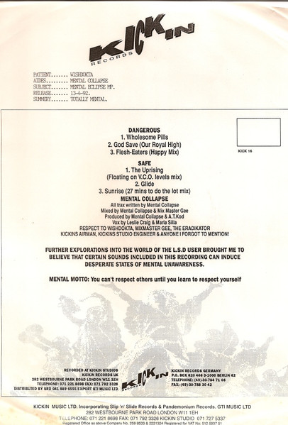 Album cover for The Mental Eclipse M.P. by Wishdokta Introducing Mental Collapse