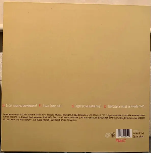 Attica Blues - Tender Remix, Electronic, Downtempo, 1997 - Mo Wax, UK, Vinyl 1x 12", 33 ⅓ RPM Beige