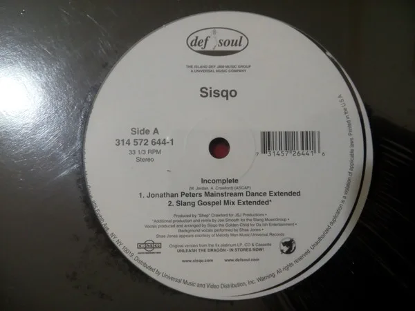 Album cover for Incomplete by Sisqo