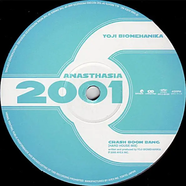 Yoji Biomehanika - Anasthasia 2001, Electronic, Hard House, Hard Trance, 2000 - Cutting Edge, Rhythm Republic, Japan, Vinyl 1