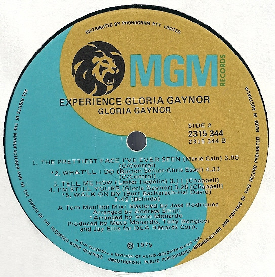 Gloria Gaynor - Experience Gloria Gaynor, Electronic, Disco, 1975 - MGM Records, Australia, Vinyl 1x LP, Album