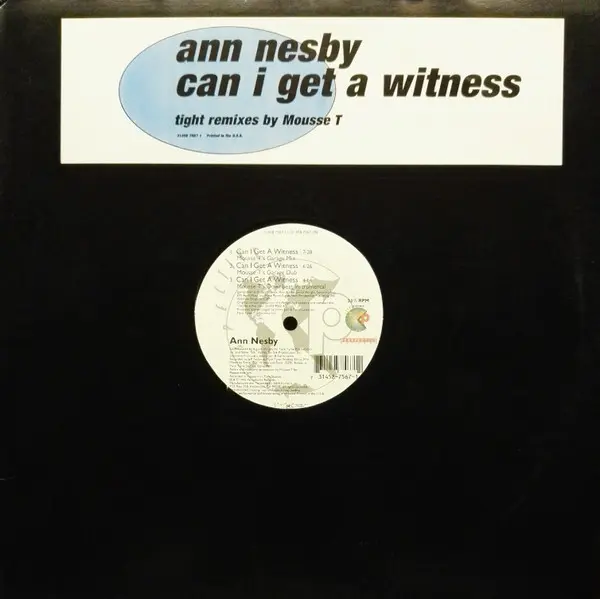Ann Nesby - Can I Get A Witness, Electronic, Downtempo, Garage House, 1996 - Perspective Records, US, Vinyl 1x 12", 33 ⅓ RPM