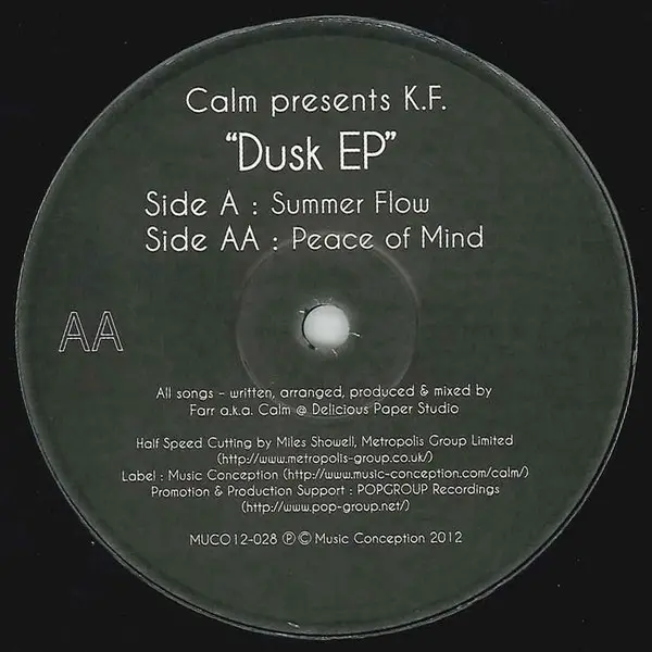 Calm Presents Kiyotaka Fukagawa - Dusk EP, Electronic, Deep House, 2012 - Music Conception, Japan, Vinyl 1x 12", EP
